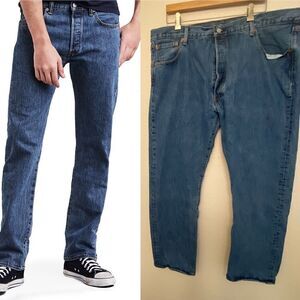 Levi's Men 501 Original Mid Rise Regular Fit Straight Leg Jeans Stonewash 42x32